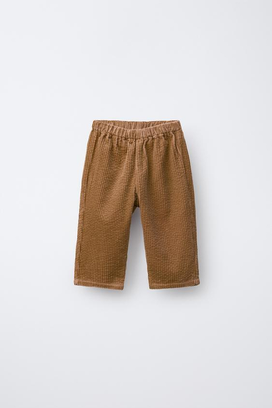 ZARA БРЮКИ ИЗ ПЛОТНОГО ВЕЛЬВЕТА, ОХРА