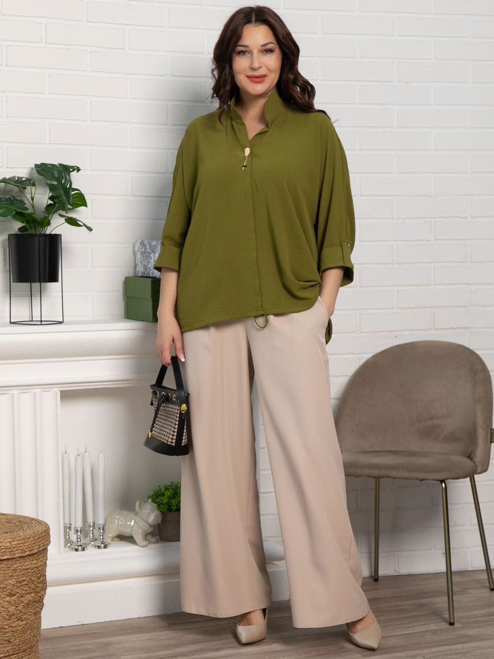 Блуза Серенада (оливковый) Б15551-24М LT Collection