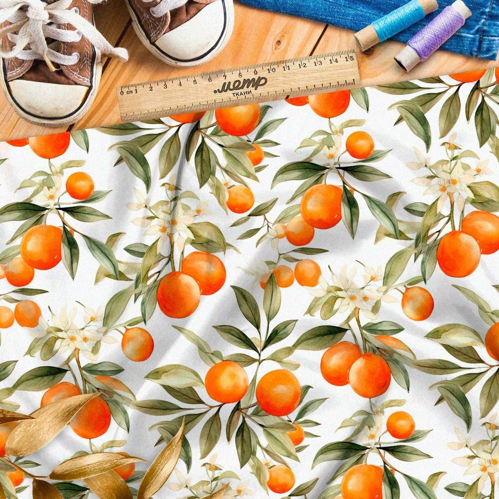 Ткань премиум габардин цитрусовое изобилие