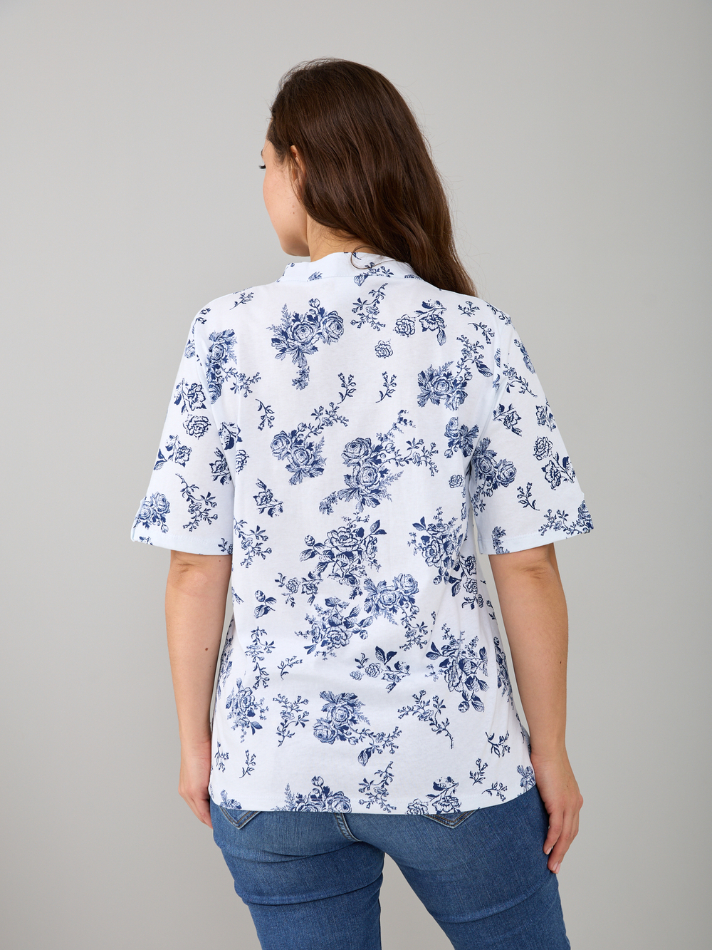 Блузка БЛ-122/белый-синрозы