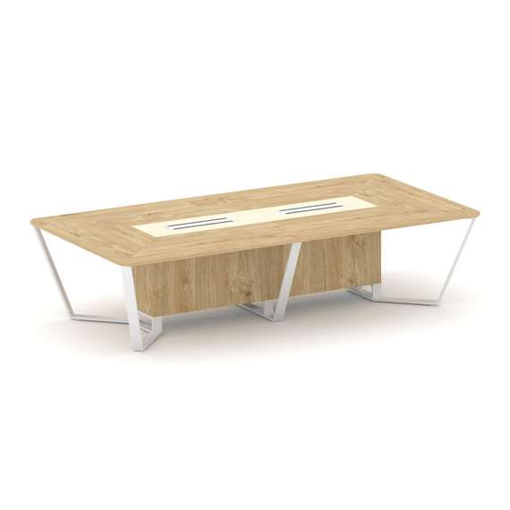 Steel Meet Стол переговорный прямоугольный KMK-PR.B.SP-12 Тиквуд Светлый/Ваниль Глянец/Металл Белый