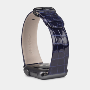 Ремешок для Apple Watch 44/45/46 mm из кожи аллигатора, цвета синий лак