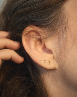 моносерьга луна и солнце из желтого золота