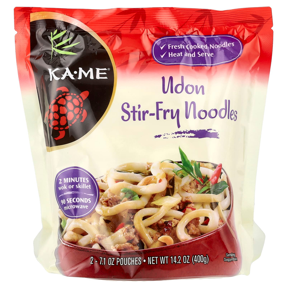 KA-ME, лапша удон для жареных блюд, 2 пакетика по 200 г (7,1 унции)