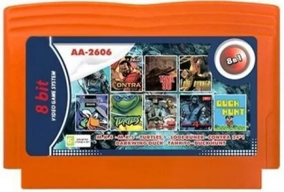 Картридж 8-Bit - 8в1 М.К.4(28 р.)+М.К.5(30 р.)+TURTLES 1+CONTRA 24*1+LODE RUNER+DARKWIN DUCK+TANK 90+...