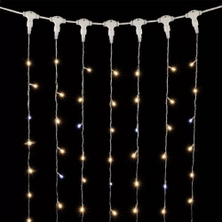 Гирлянда Занавес с Колпачком 2*2 м., Тепло-Белый с мерцанием белого диода 220В., 400 LED, Провод Прозрачный ПВХ, IP65, Laitcom (PCL402BLWCAP-10-2WW)