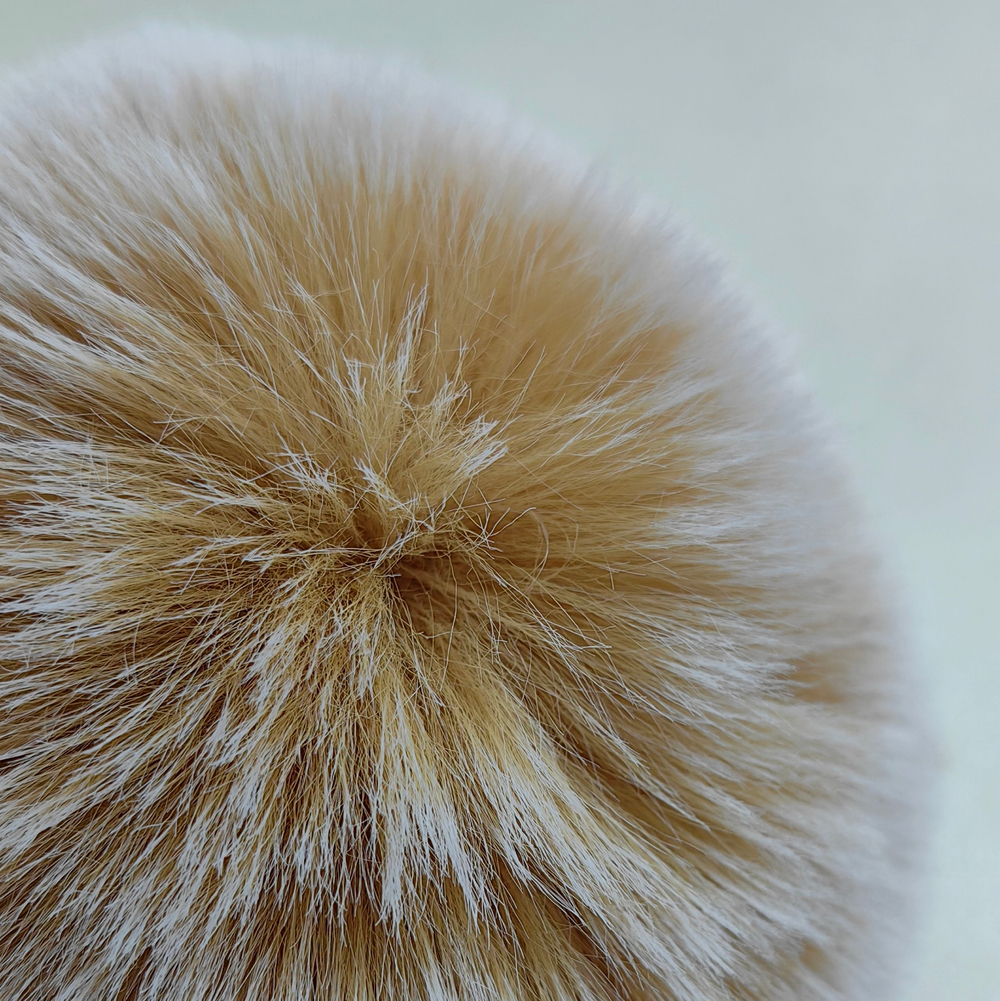 Помпон из искусственного меха "Мелированный бехевый" d=9 см
