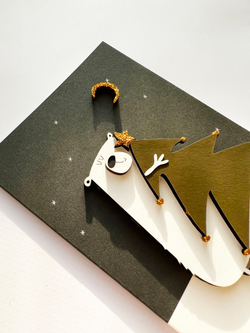 Открытка с деревянным элементом «Новогодний мишка» 13,5 × 9,5 см