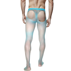 Мужские легинсы сетчатые бирюзовые с вырезами сзади LaBlinque LB15378