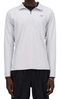 Мужская теннисная футболка с длинным рукавом New Balance Space Dye 1/4 Zip - athletic grey