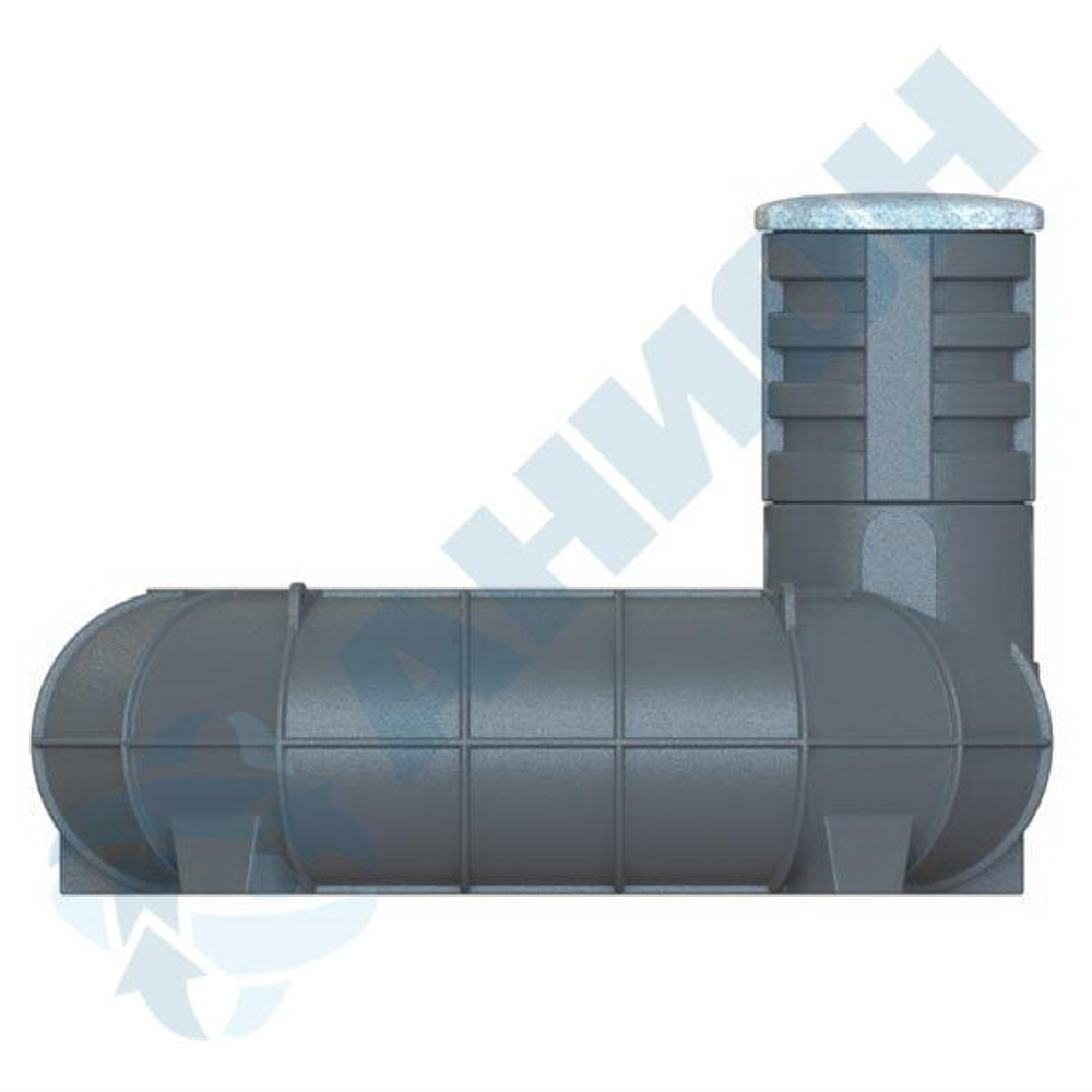 Резервуар О-образный 2000 л для подземного хранения дизельного топлива, с увеличенной высотой горловины Анион 2000 л. горизонтальный (2650x1760x1820см;черный) - арт.559480