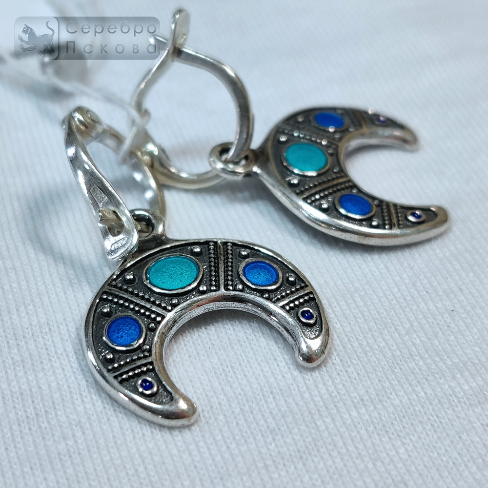 Серьги "Лунница Мирожская" горячая эмаль