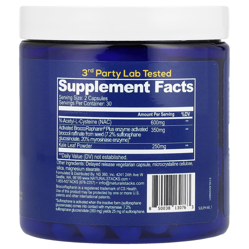 Natural Stacks, Sulfora +, 60 веганских капсул