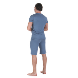 Мужская пижама (футболка и шорты) голубая BALDESSARINI 95014/4006 820