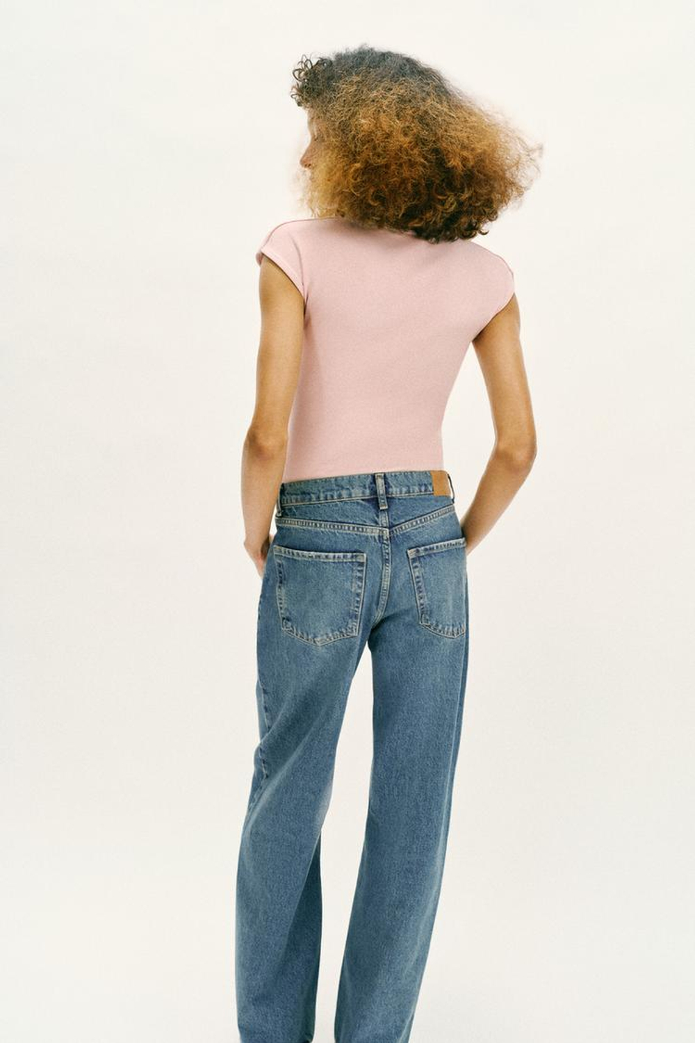 ZARA БОДИ С КРУГЛЫМ ВЫРЕЗОМ, ПУДРОВО-РОЗОВЫЙ