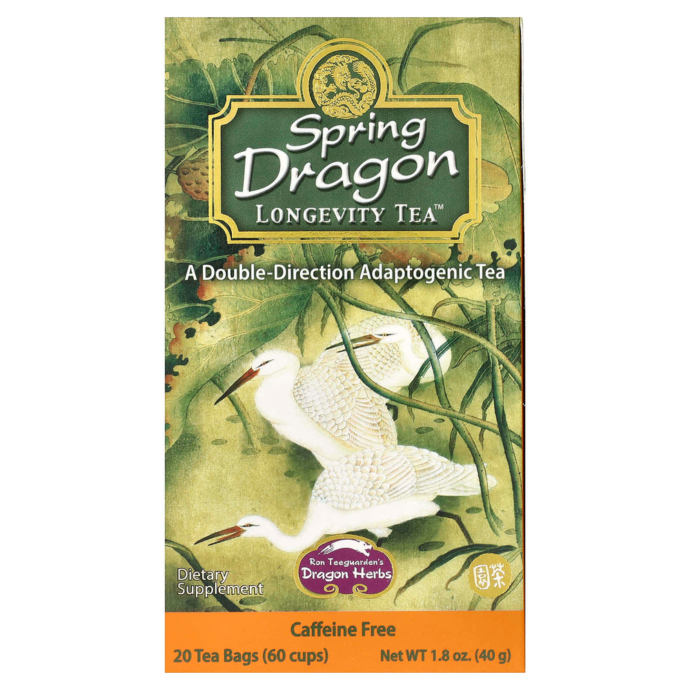 Dragon Herbs, Весенний чай Longevity Tea™, без кофеина, 20 чайных пакетиков, 40 г (1,8 унции)
