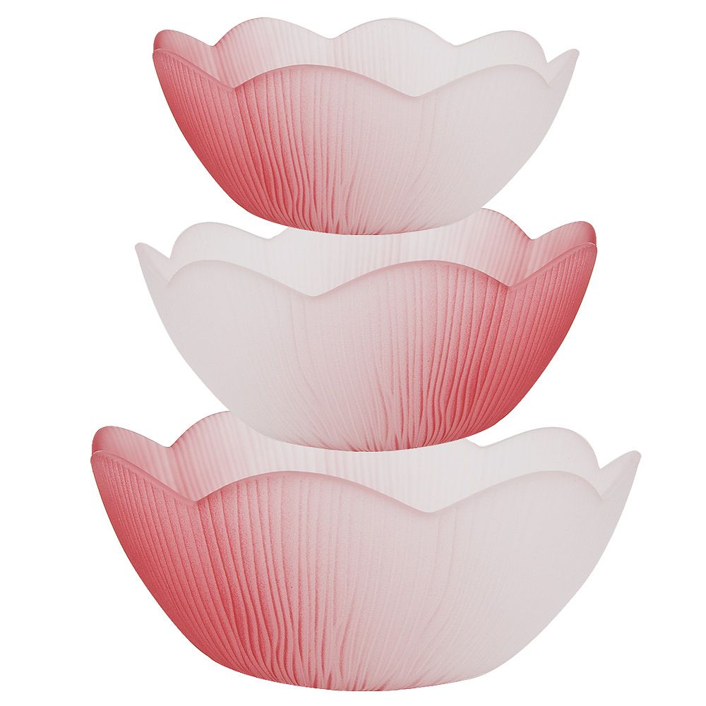 Салатник, набор 3шт. "Frost" (розовый) d=12,5/17/20 см (стекло) (транспортная упаковка)