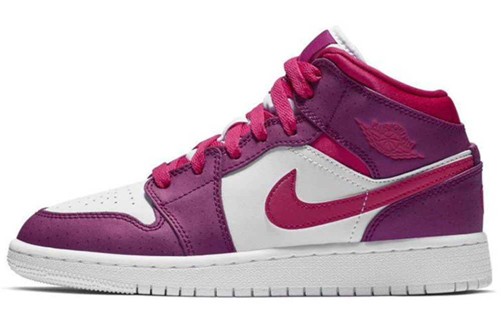 Jordan Air Jordan 1 Mid top Basketball Shoes White Purple Unisex