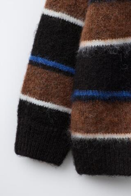 ZARA X CHAMPION ® ТРИКОТАЖНЫЙ ДЖЕМПЕР В ПОЛОСКУ, КОРИЧНЕВЫЙ