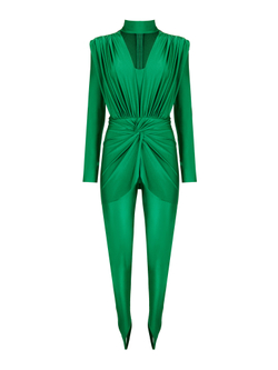 Открытый комбинезон с драпировкой из бифлекса