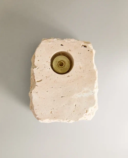 ZARA HOME ПОДСВЕЧНИК ИЗ ТРАВЕРТИНА, БЕЖЕВЫЙ