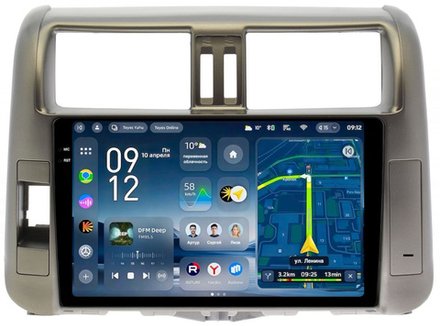 Магнитола для Toyota Land Cruiser Prado 150 2009-2013 (рамка бронза) - Teyes CC4-PRO монитор 9.5" 2K QLED на Android 13, Snapdragon 778G, AI, CarPlay, DSP, 4G SIM-слот