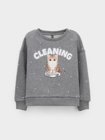 джемпер  для девочки  КР 302834/серый меланж,фоновые сердечки к603