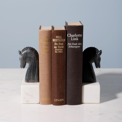 Держатели для книг пара лошадей мраморные, 15 см