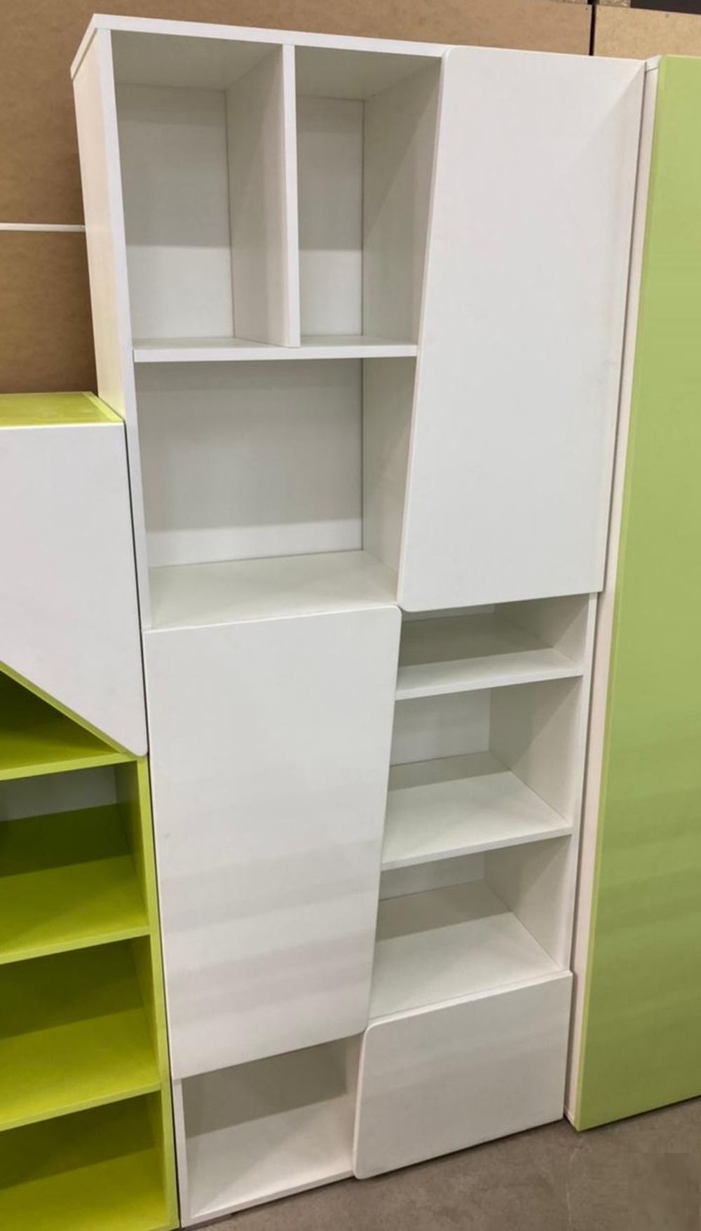 Стеллаж Диагональ МДФ софт белый/белый софт