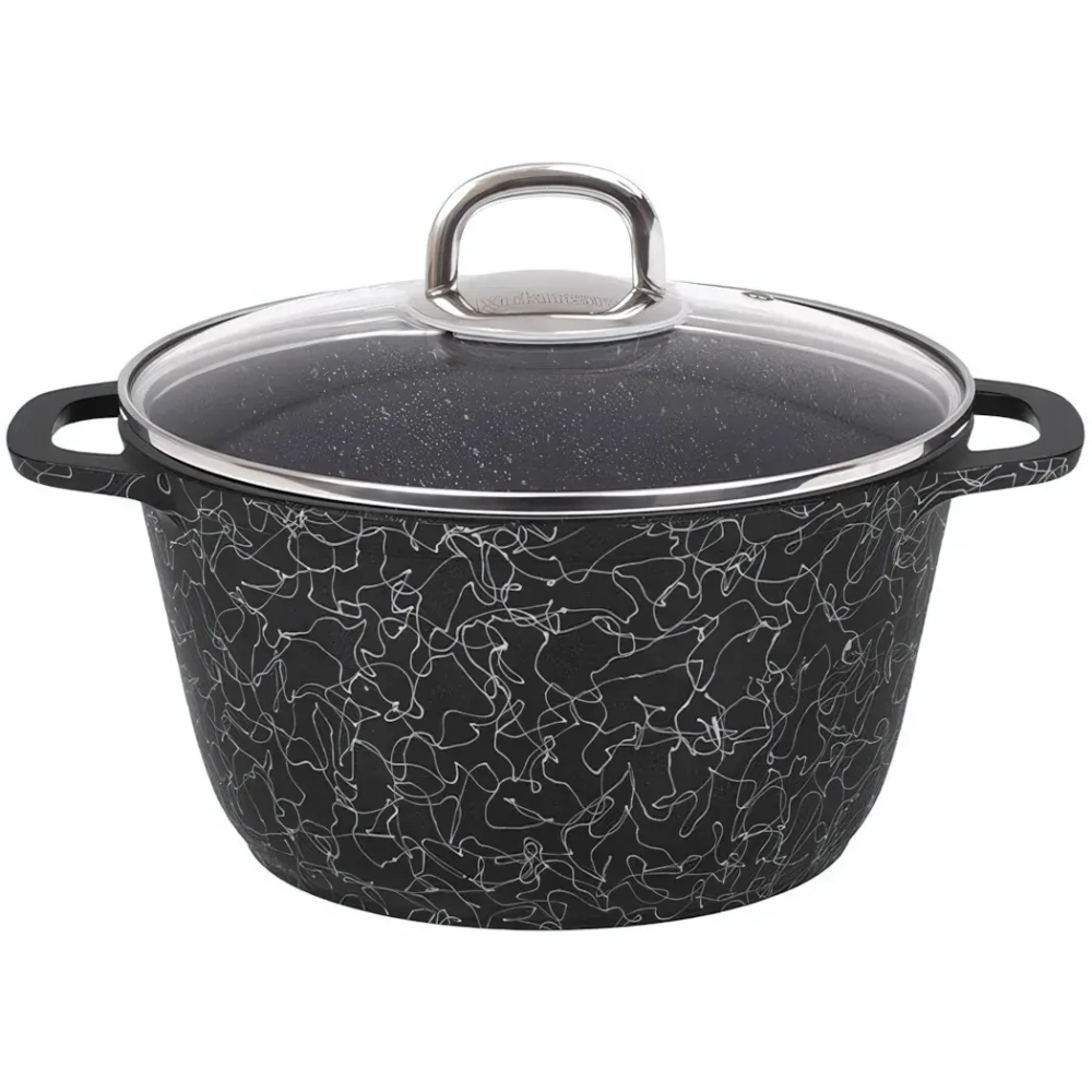 Кастрюля 4,5л «Грация» (черный/серебро) со стеклянной крышкой кчс45а