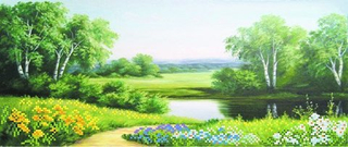 "У реки"-4022 ткань с нанесенным рисунком