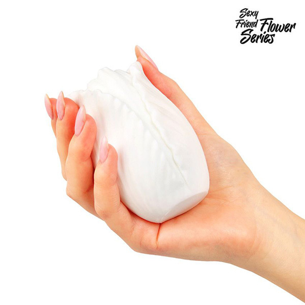 Белый нереалистичный мастурбатор 15см в форме бутона цветка Bior Toys Sexy Friend Flower Tulips SF-70284