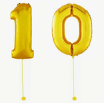 Шар-цифра 10 Золото Gold 102 см фольга с гелием на грузике