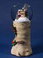 Новогодний стеклянный шар со снегом "Дом сов" с подсветкой и эффектом метели