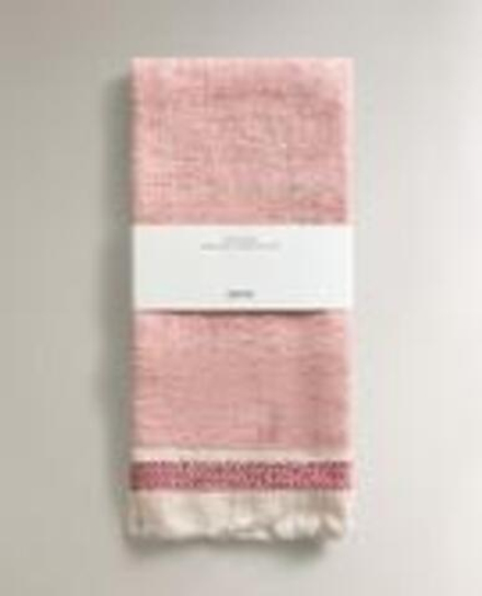 ZARA HOME КУХОННОЕ ПОЛОТЕНЦЕ ИЗ МАХРОВОГО ХЛОПКА С КОНТРАСТНОЙ ОТДЕЛКОЙ, КРАСНЫЙ