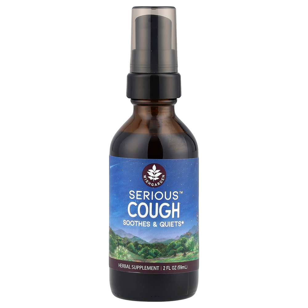 WishGarden Herbs, Serious ™, средство от кашля, успокаивает и успокаивает, 59 мл (2 жидк. Унции)