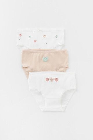 трусы/ уп  для девочки  К 1909-3уп/бежевый,сахар,яблочки