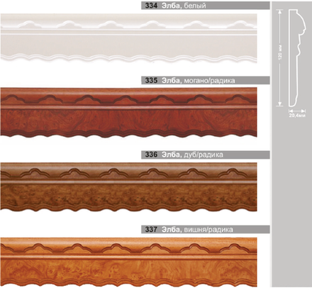 Планка багетная деревянная Элба арт. 337, цвет вишня/радика (ширина 120 мм)
