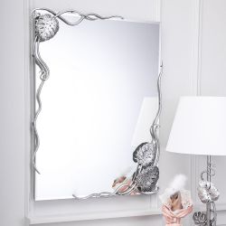 Зеркало настенное Monstera Deliciosa (Монстера) прямоугольное 80х60 Античное серебро