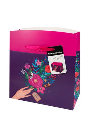 Сумка-коробка подарочная L розово-фиолетовая