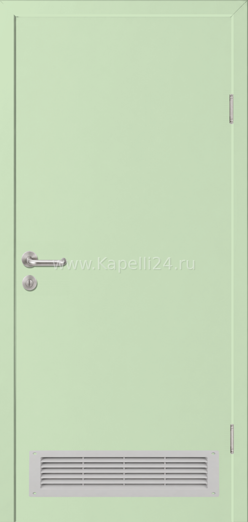 Влагостойкая Дверь Капель однопольная Ментоловый RAL 6019 Вентиляционная решетка серая