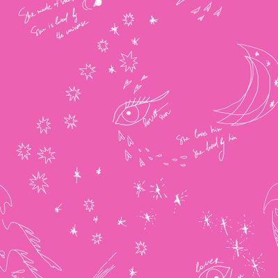 Узоры на ярко-розовом фоне тату луна месяц звезды