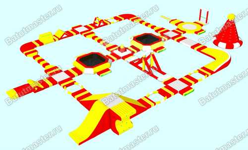 Коммерческий надувной аквапарк на воде «Коралловый берег» 36×26×5 м