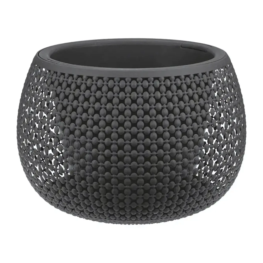 Кашпо ПИРУЛА D290мм 4л с вставкой графитовый (комплект 4 шт)