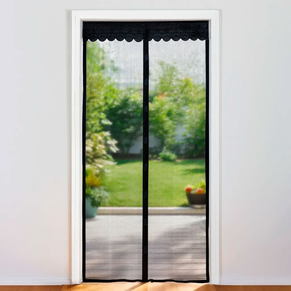 Сетка антимоскитная 100*210см на дверь, на магнитах, цвет черный "Happy Panda"