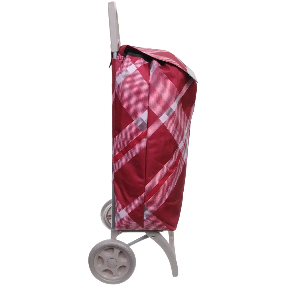 Тележка хозяйственная с сумкой (93*40*30см, колеса 15см,грузоподъемность до 40 кг) бордовая