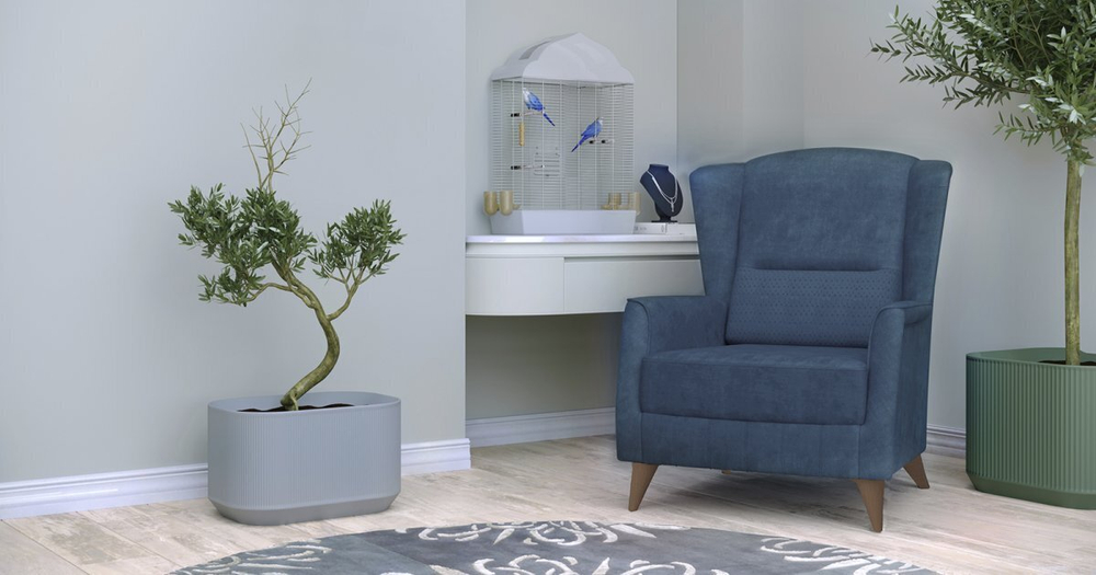 Кресло для отдыха Эшли велюр темный лазурный