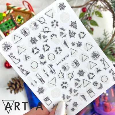 Art-A Наклейки для дизайна ногтей W747 Снежинки, геометрия