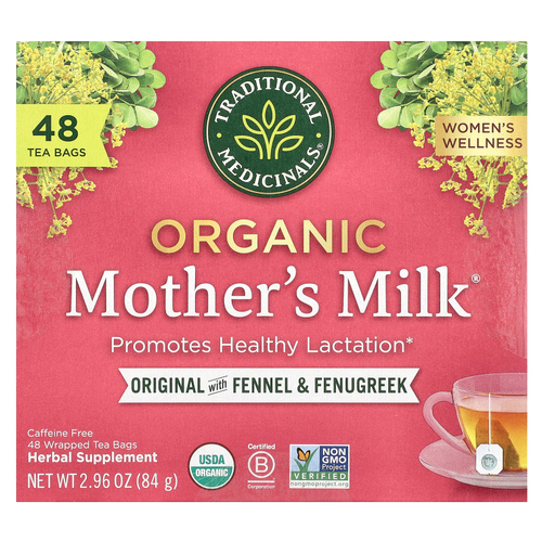 Traditional Medicinals, Organic Mother's Milk®, оригинальный продукт с фенхелем и пажитником, без кофеина, 48 чайных пакетиков в упаковке, 84 г (2,96 унции)