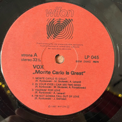 Винтажная виниловая пластинка LP VOX Monte Carlo Is Great (Польша 1982)